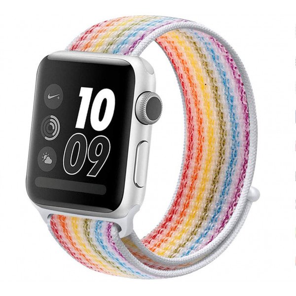 Wholesale Loop Woven Strap Wristband Replacement for Apple Watch Series 7/6/SE/5/4/3/2/1 Sport - 44MM / 42MM (Rainbow)